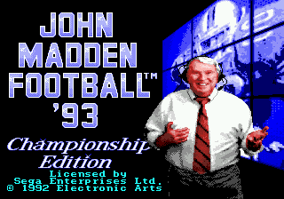 John Madden Football '93 - Championship Edition (USA) Title Screen